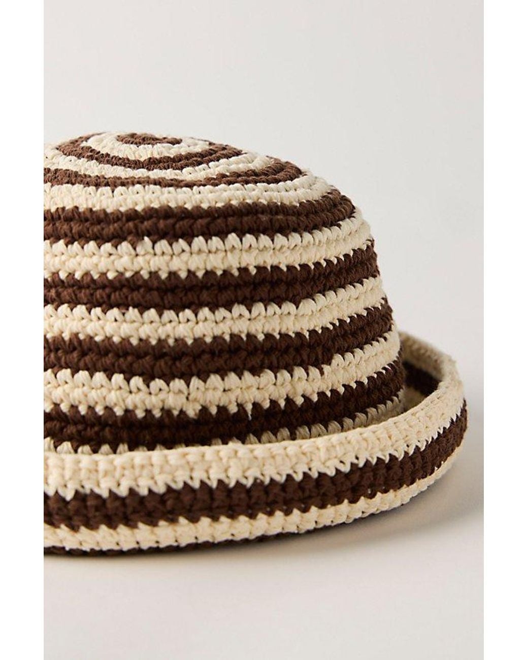 Free People Natural Striped Crochet Sailor Hat