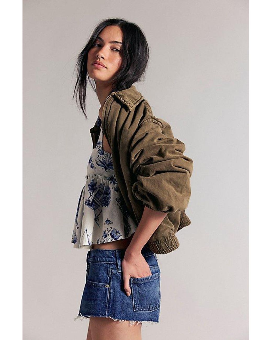 Free People Blue Hit The Road Micro Shorts