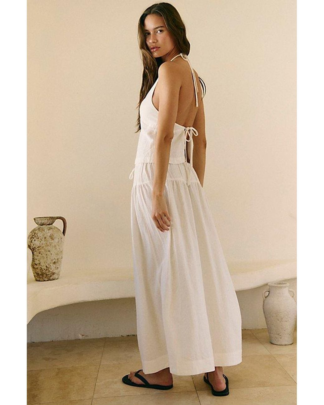 free-est Natural Sandshell Linen Skirt Set By