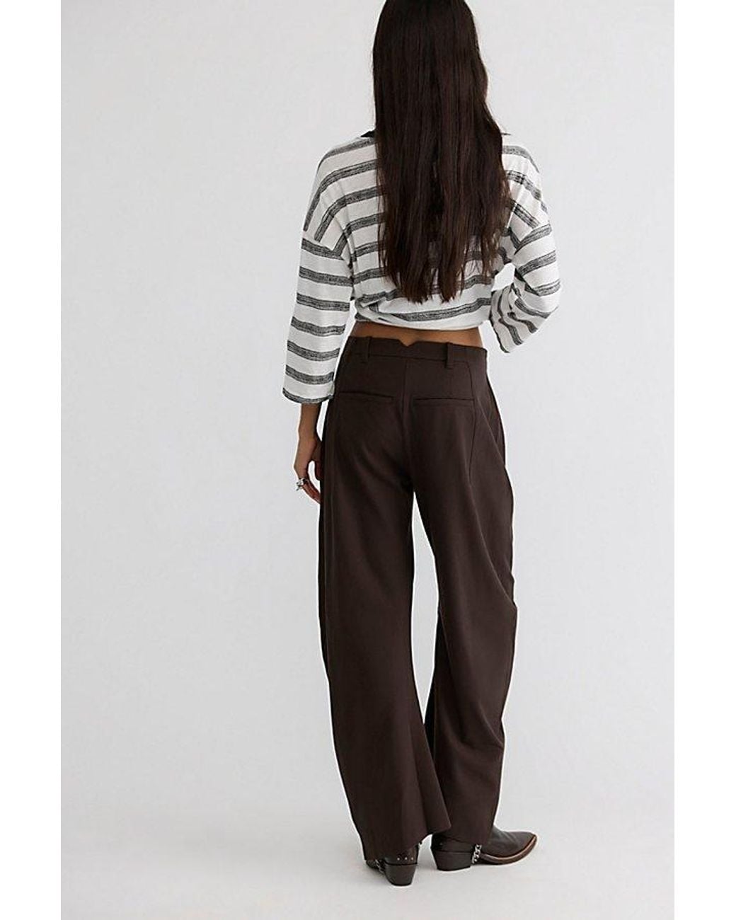 Free People Black Spotlight Menswear Barrel Trousers