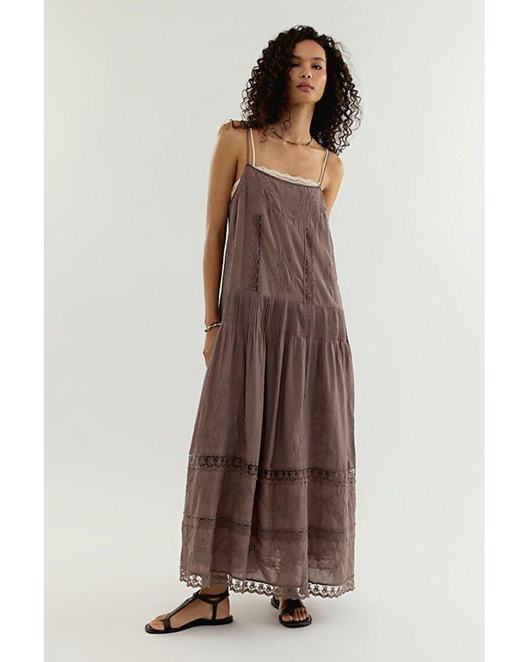 Free People Brown Solana Midi Dress