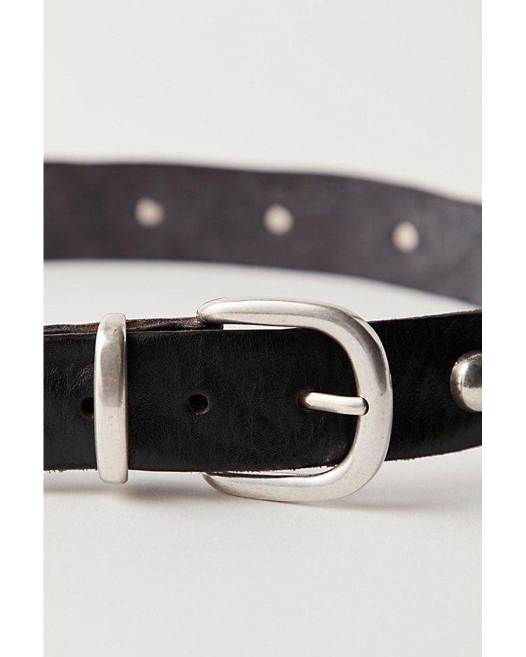 Free People Gray Studded Leather Adjustable Belt