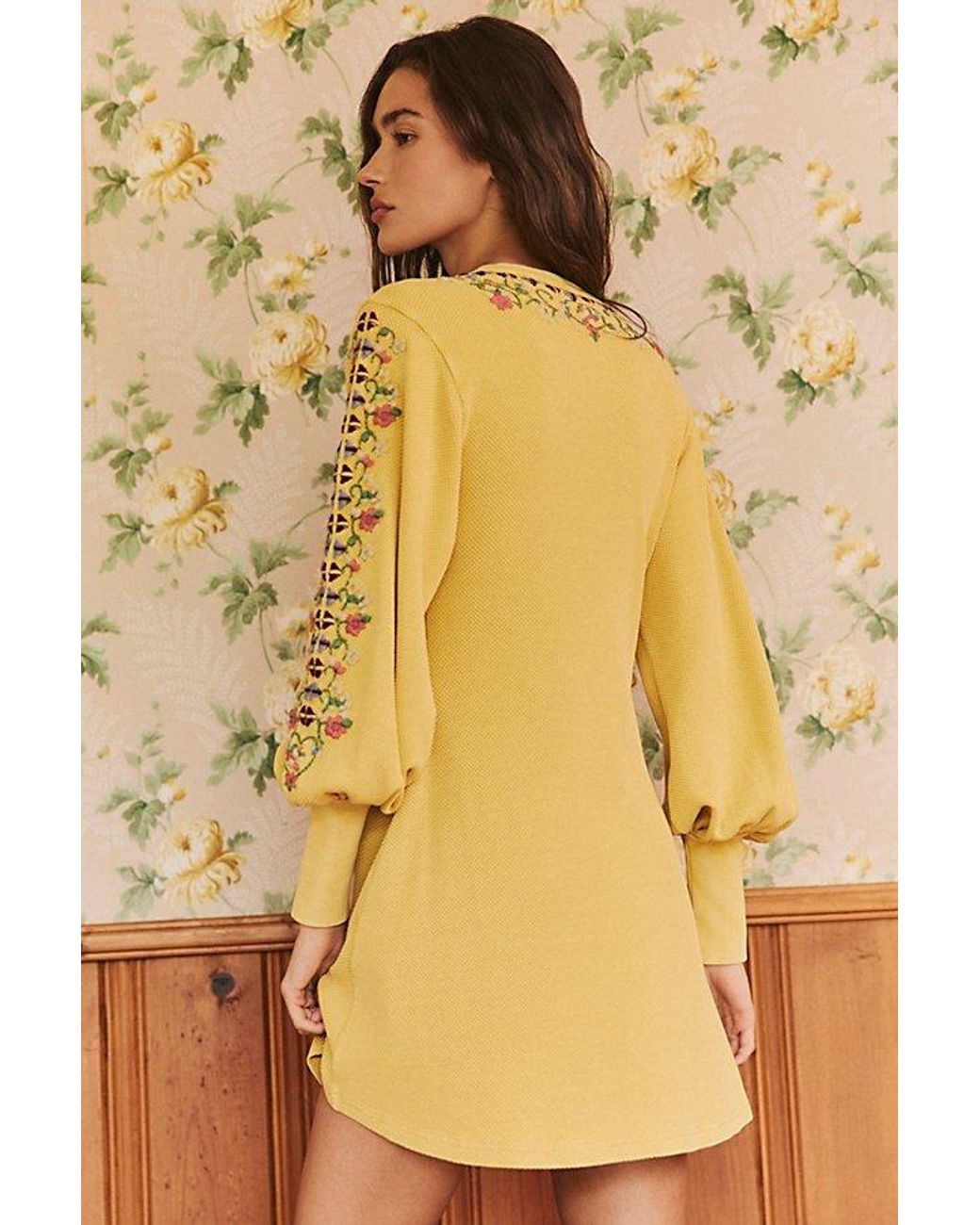 Free People Yellow Freeze Frame Tee Midi Dress