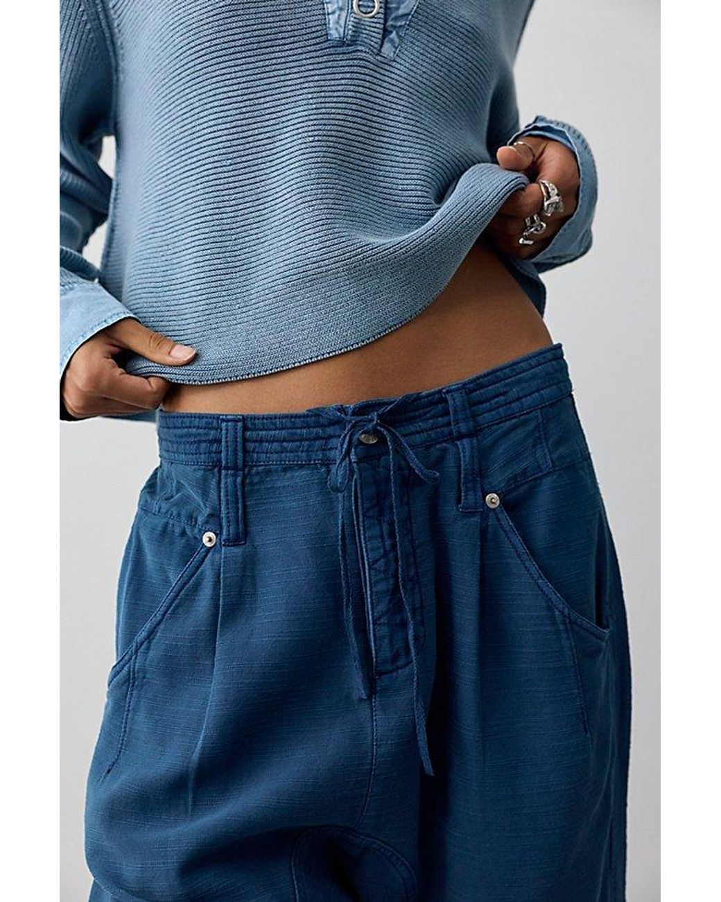 Free People Blue Maven Crop Harem Pants