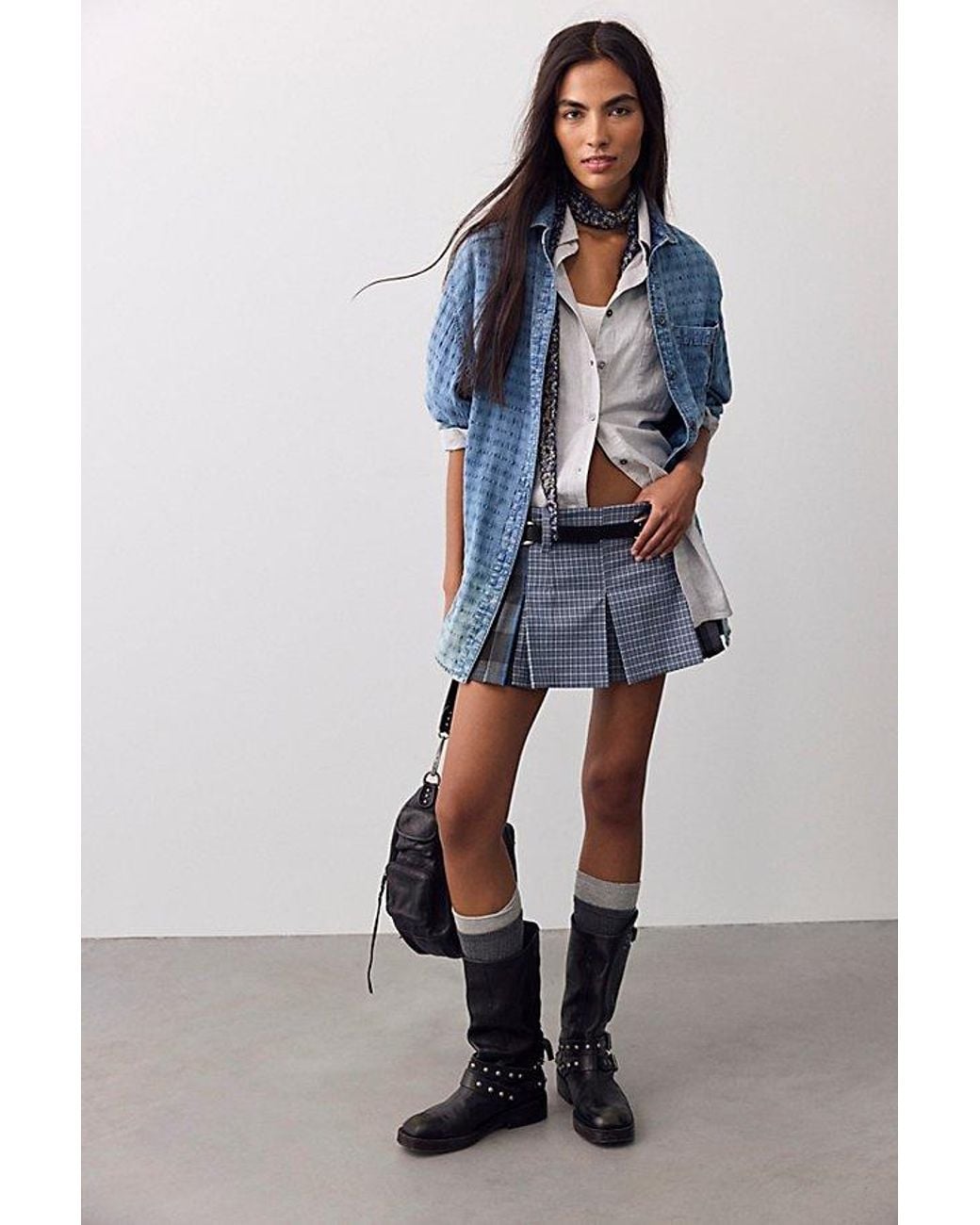 Free People Blue Sabine Dobby Button Down