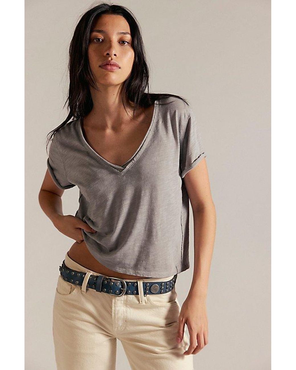 Free People Gray Take 2 Tee
