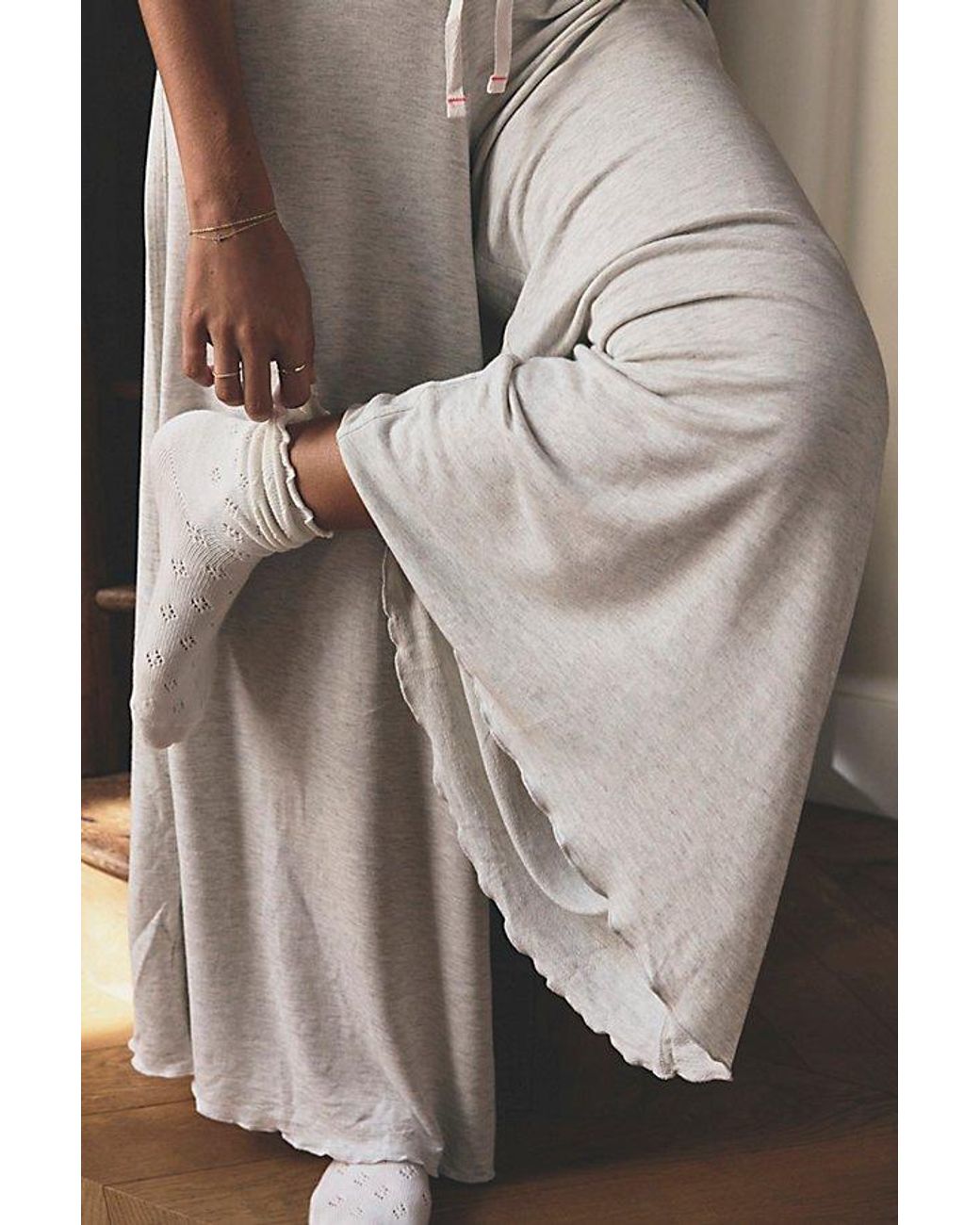 Free People Gray Pointelle Ru Socks
