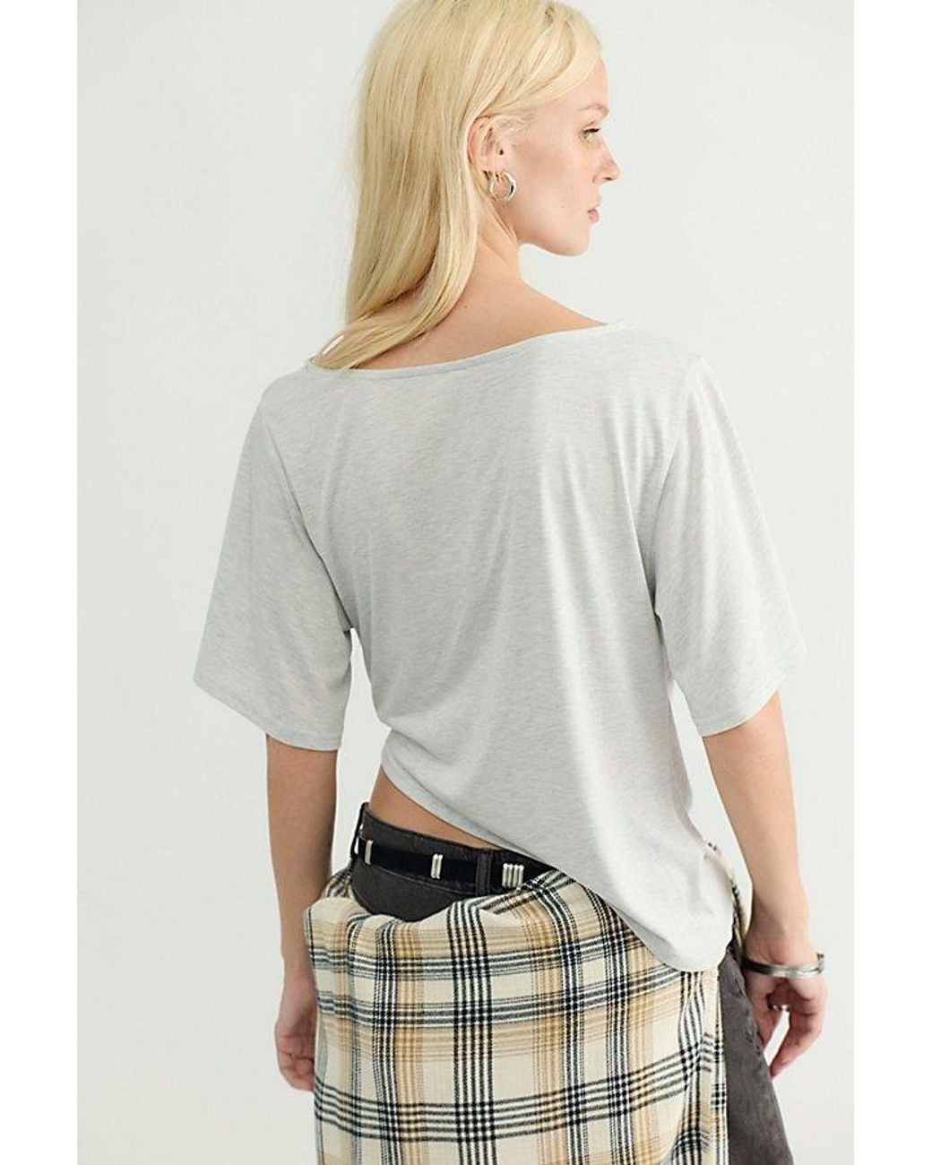 Free People Gray Caught Up Tee