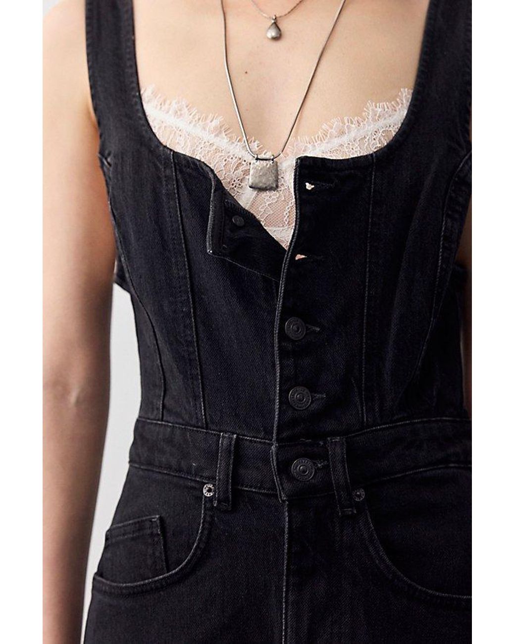 Free People Blue Corsica Twisted Seam Jumpsuit