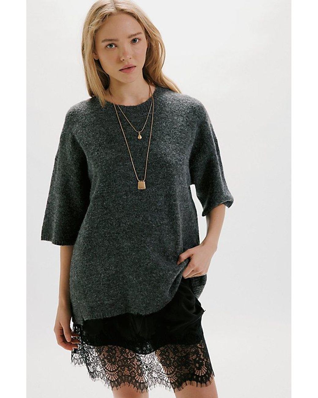 Free People Gray Margot Softspun Sweater Tee
