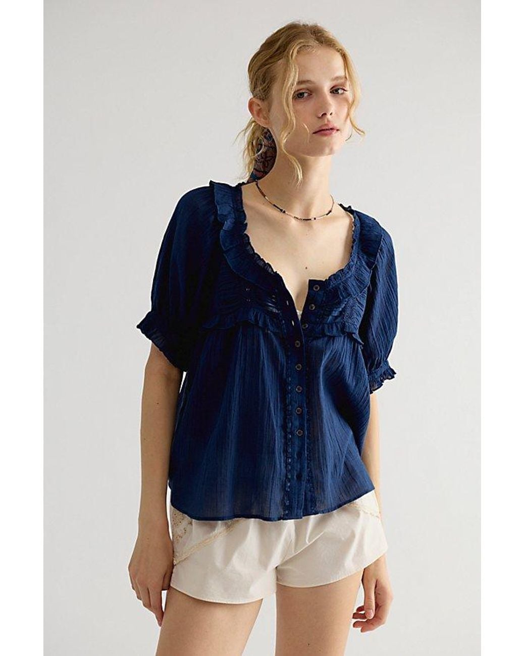 Free People Blue Sweet Nothings Blouse