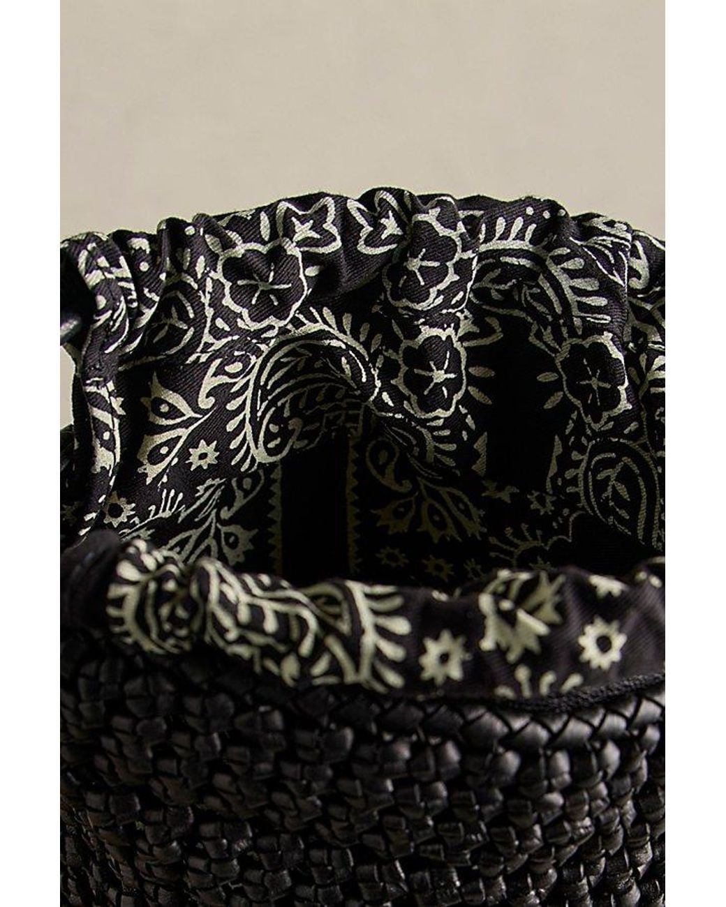 Free People Black Woven Bucket Bag