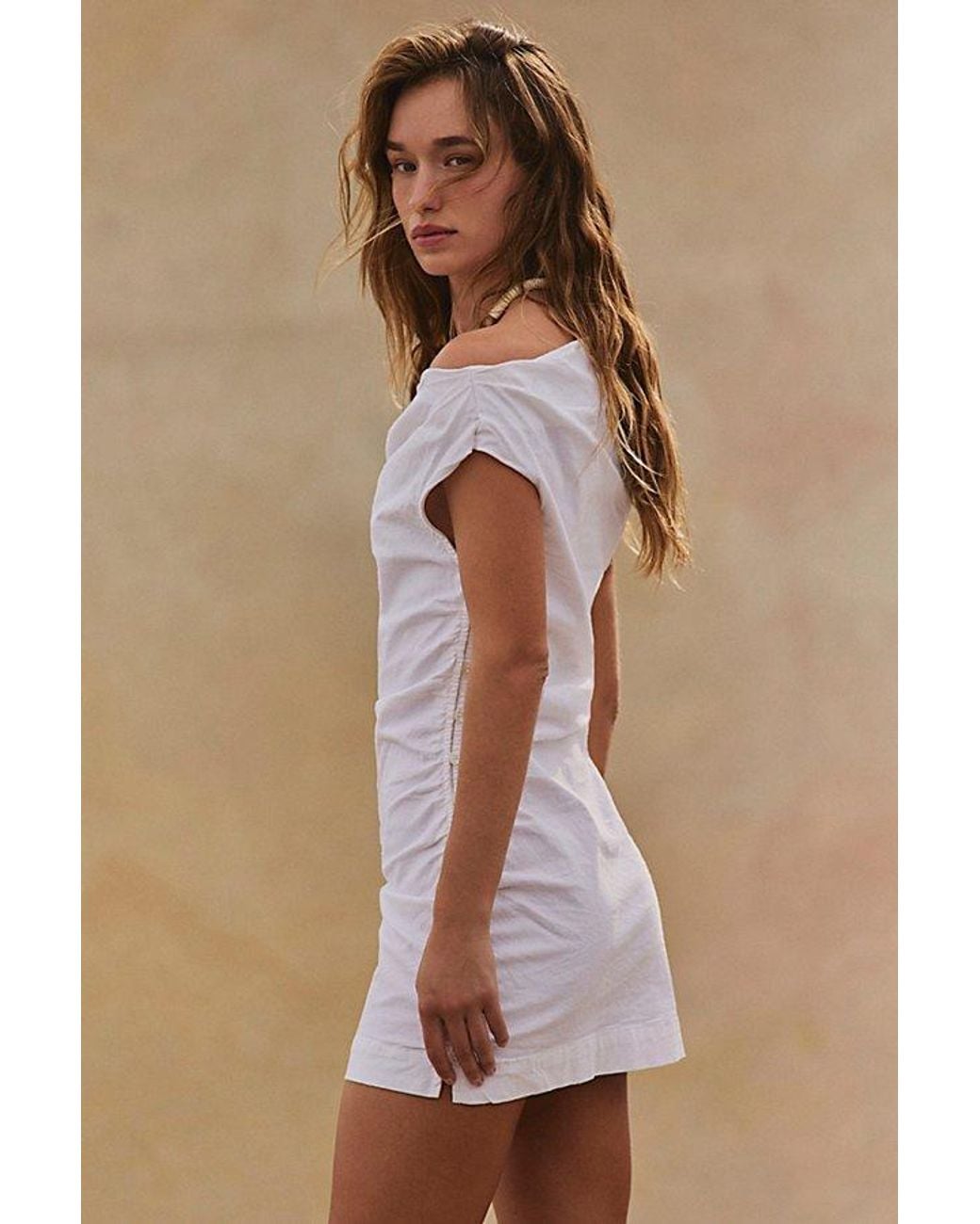 free-est Natural So Far Summer Stretch Linen Mini Dress By