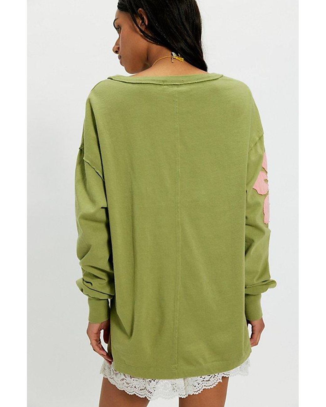 Ragabond Green Hibiscus Moon Long Sleeve Tee