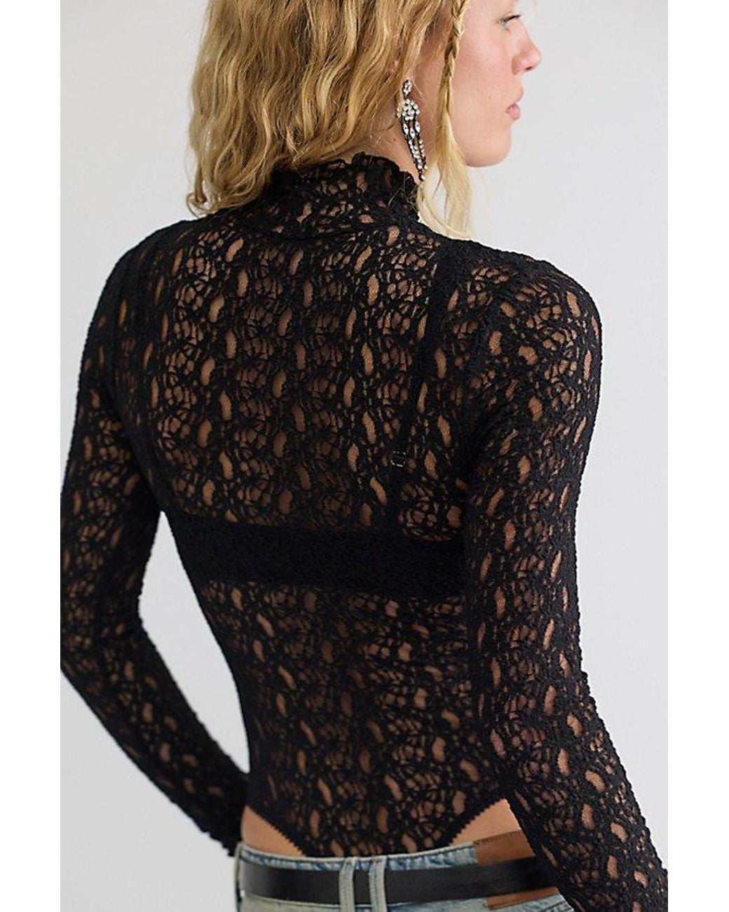 Intimately By Free People Blue Lacey Talk Bodysuit By
