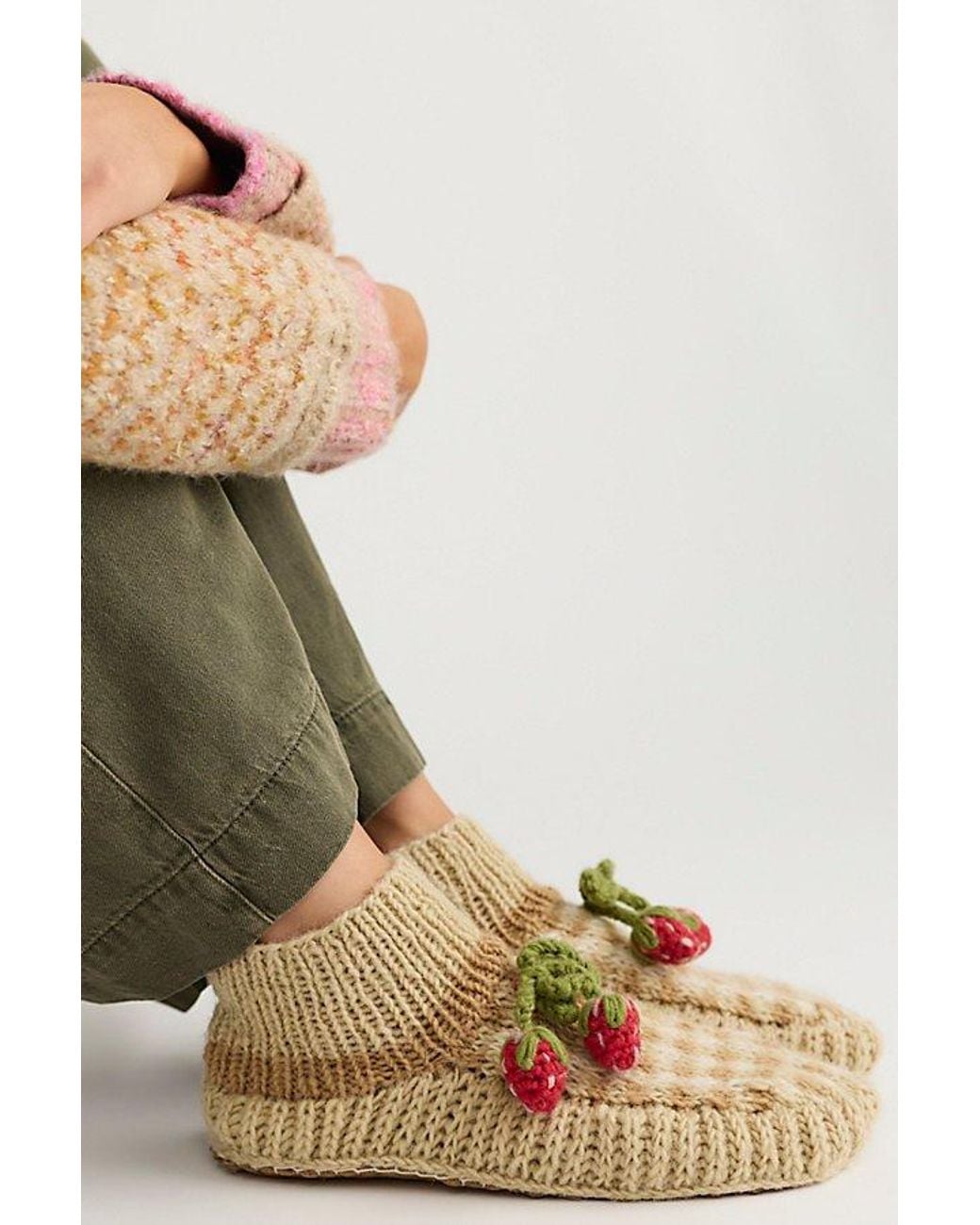 Free People Brown Gingham Slipper Socks