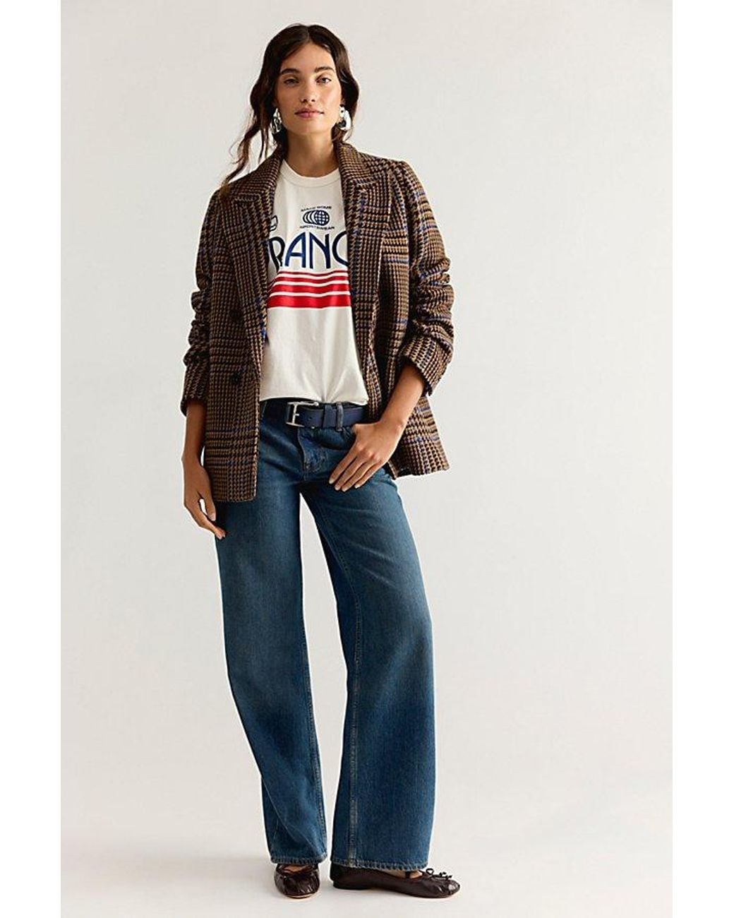 Closed Brown Fitted Double Breasted Blazer