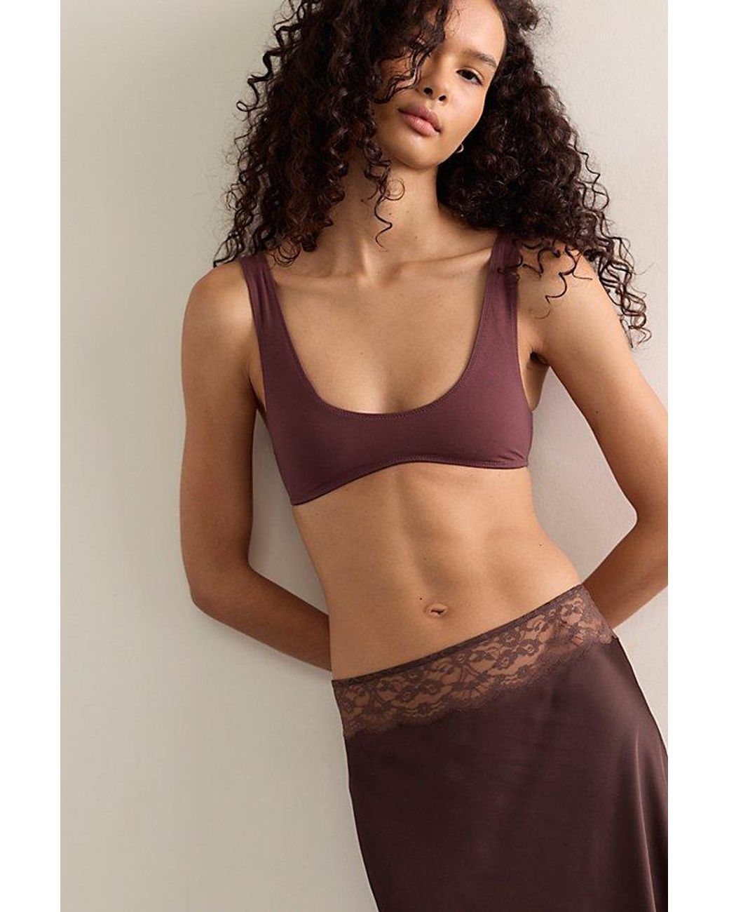 Intimately By Free People Brown Retro Essentials Cotton Scoop Neck Bralette By