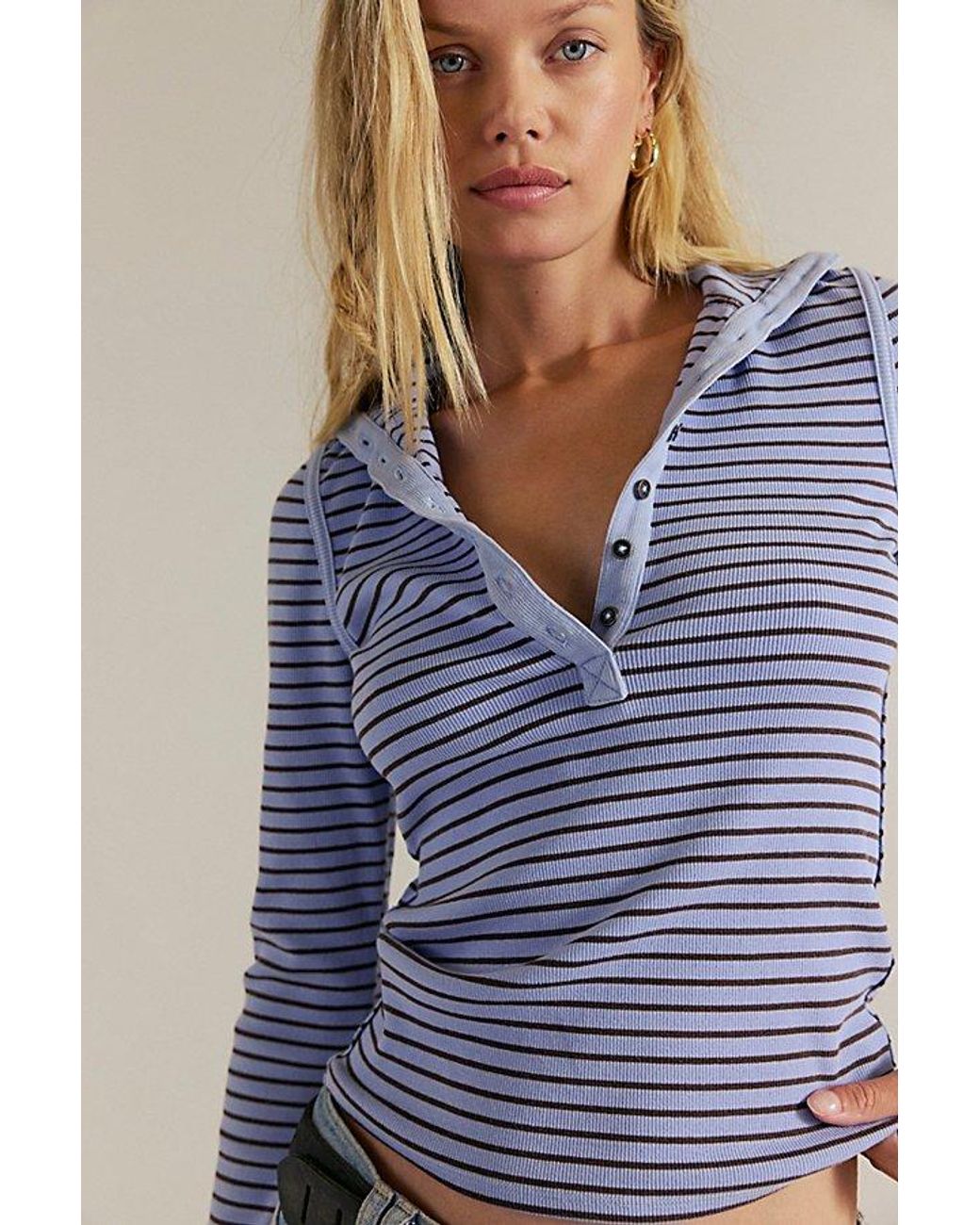 (取寄) フリーピープル レディース レイク ヘンリー ストライプ Free People women Lake Henley Stripe Tea Combo Free People Lake Stripe Henley in Blue | Lyst
