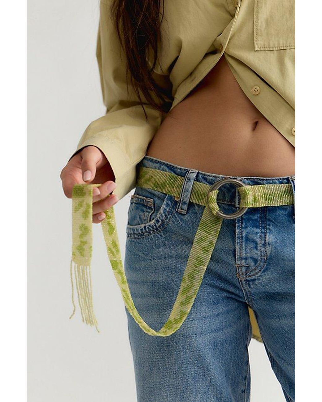 Free People Multicolor Bailey Beaded Print Wrap Belt