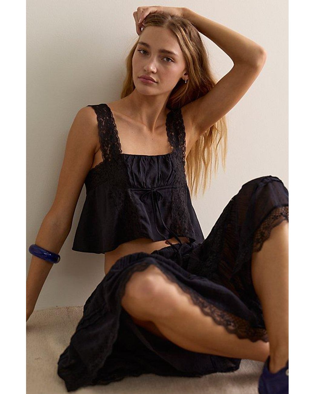 Intimately By Free People Black Soft Launch Crop Top By