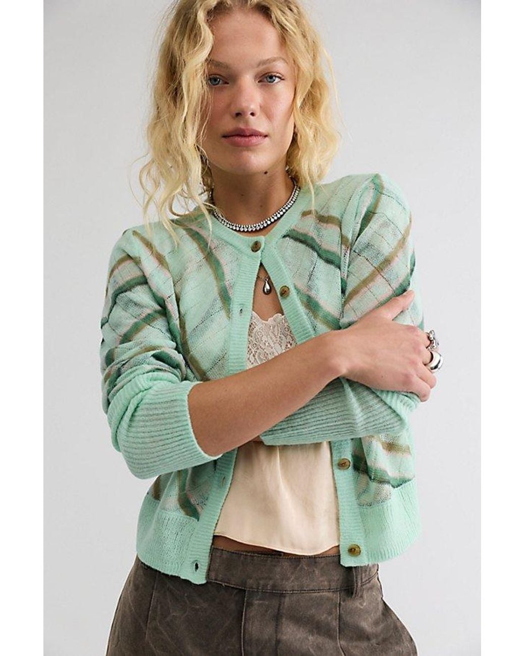 Free People Green Highland Mist Cardi