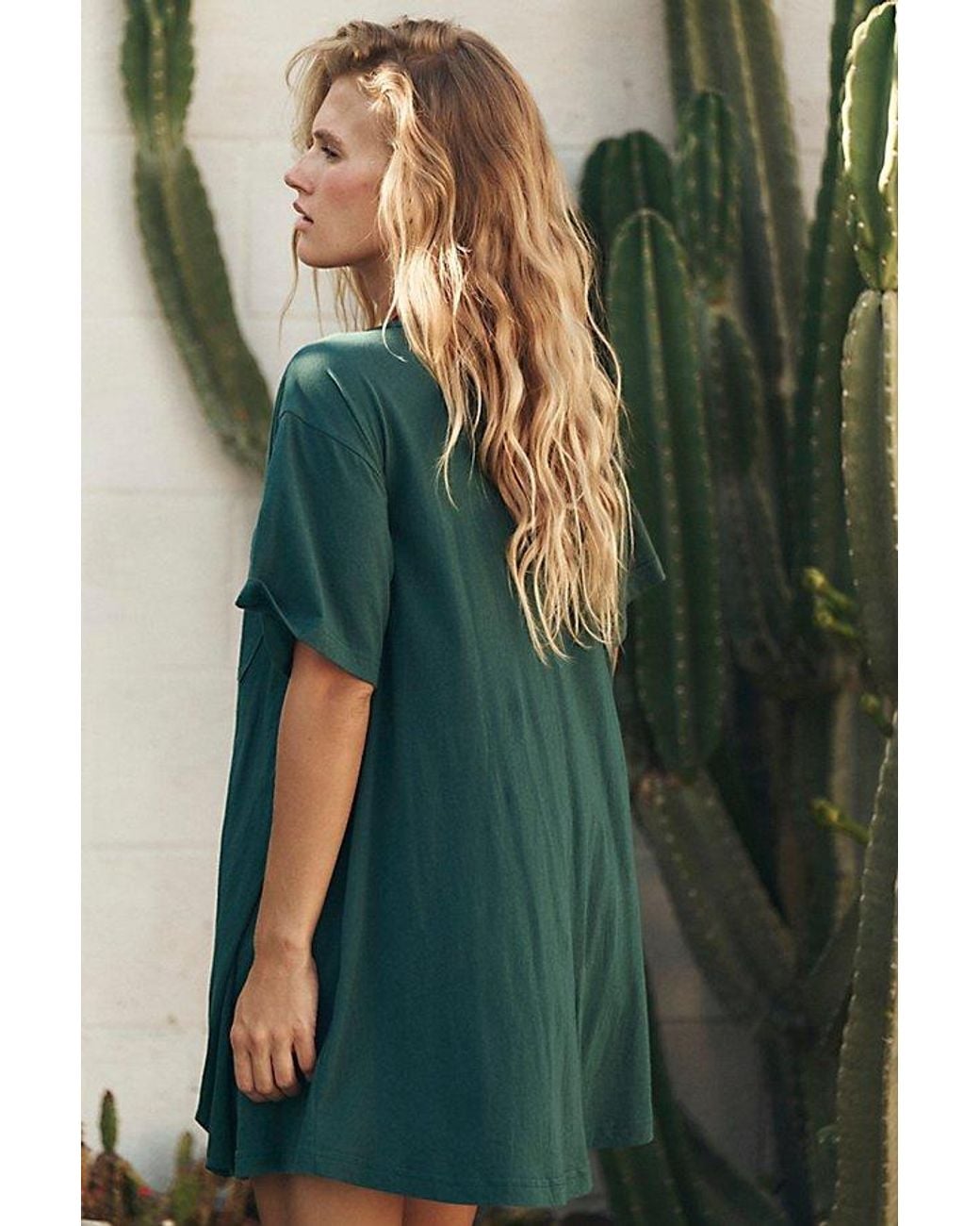 free-est Green Shorebound Cotton-Jersey Mini Dress By