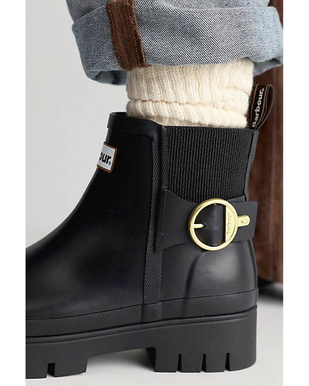 Barbour Black Hepburn Ankle Wellington Boots Shoe