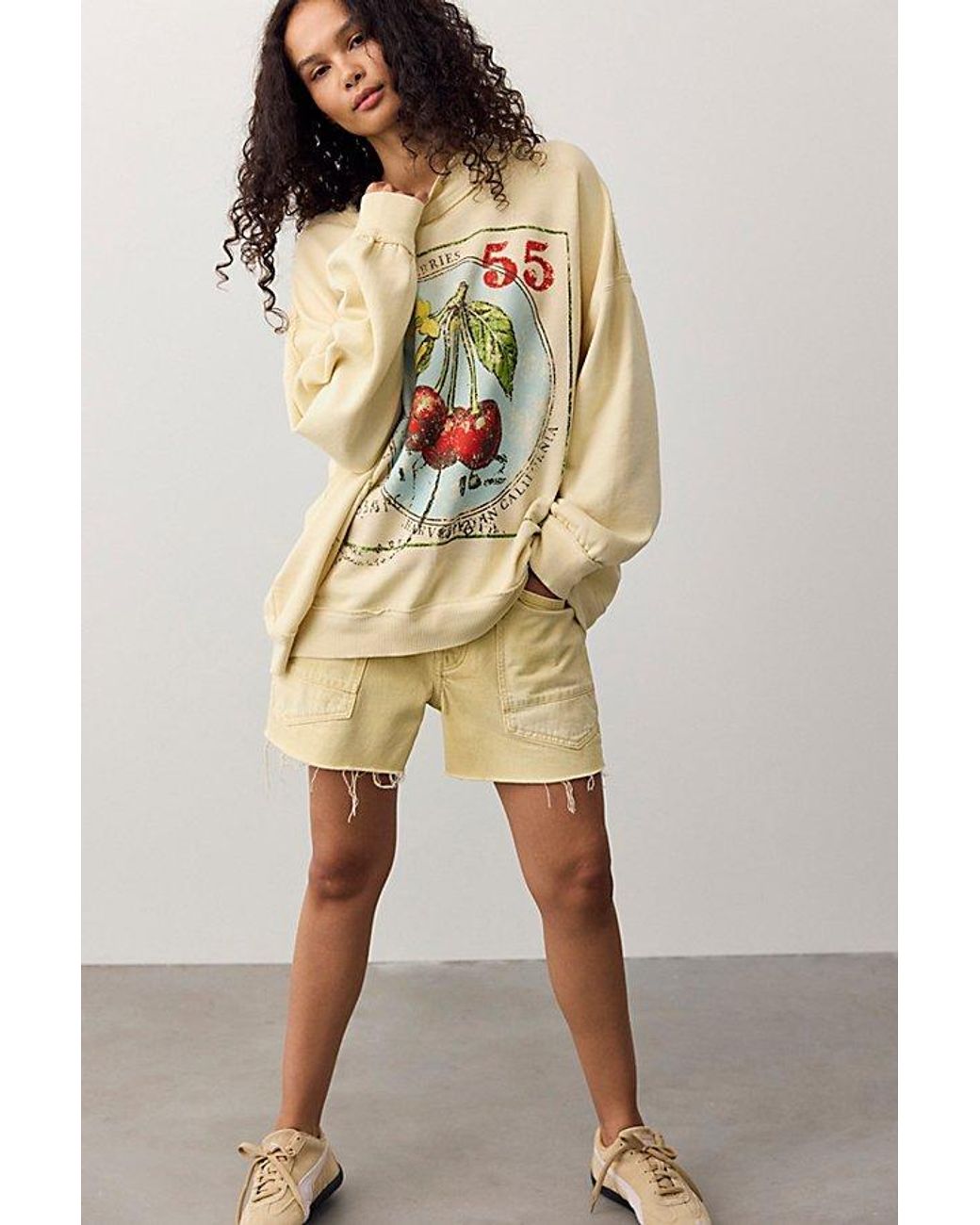 Free People Natural We The Free Palm Spring Turtleneck Graphic Pullover