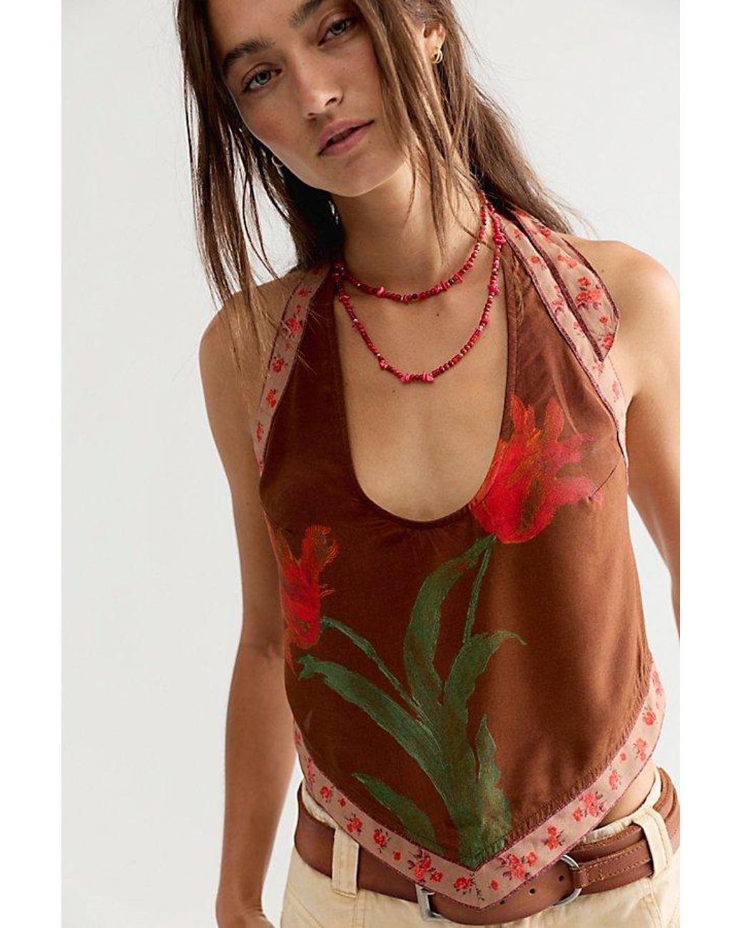 Free People Brown Scarlett Halter Top