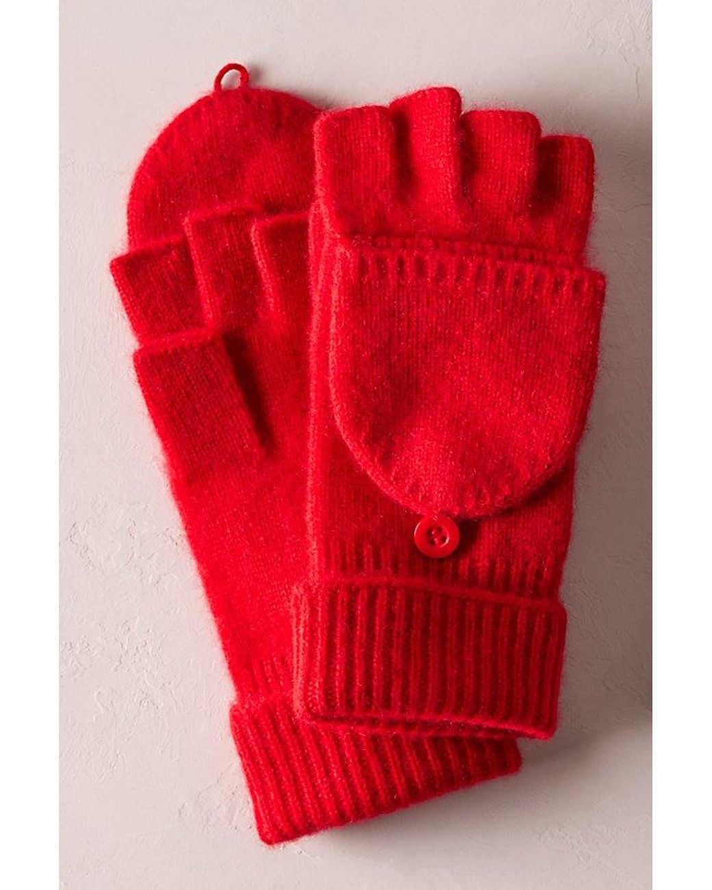 Free People Red Cashmere Convertible Mittens