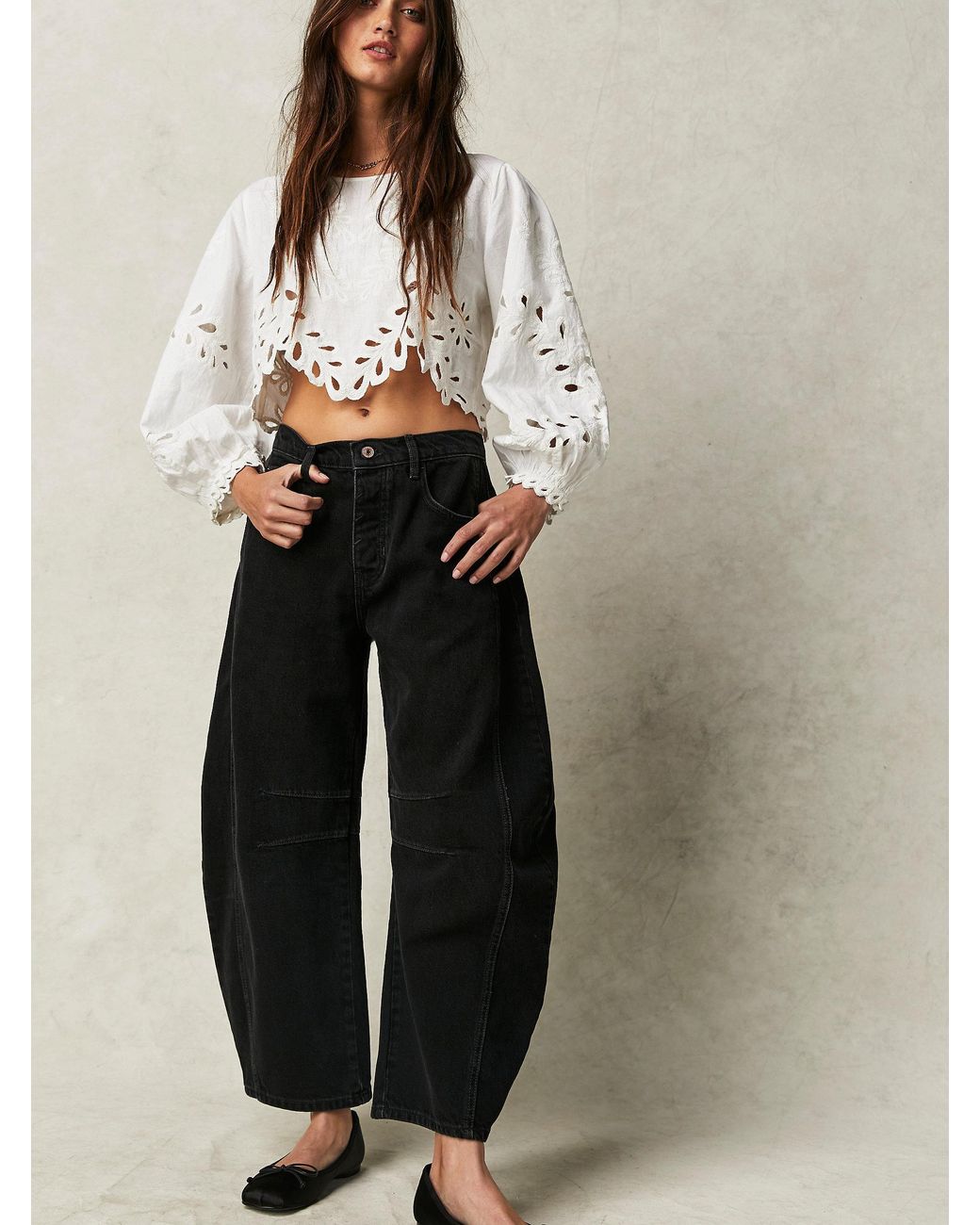 Free People Lucky You Midrise Barrel Jeans Lyst