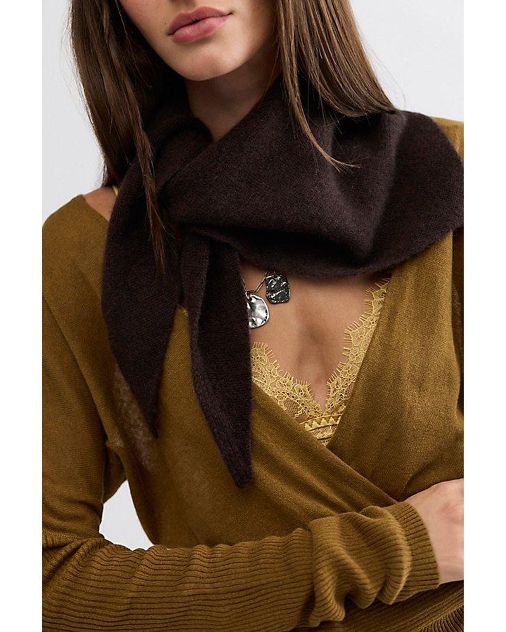 Free People Brown Cashmere Triangle Scarf