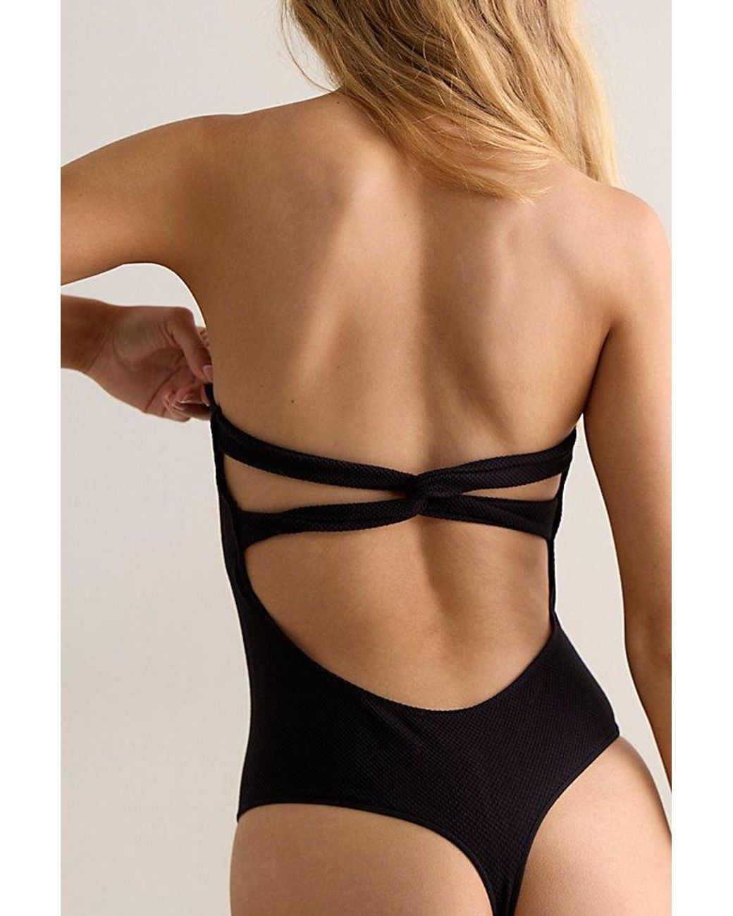 Intimately By Free People Black Round Two Pique Bodysuit By