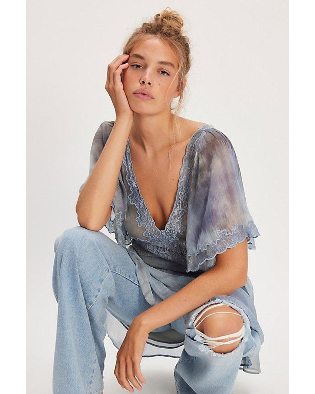 Free People Chance On Me Mini Dress in Blue | Lyst
