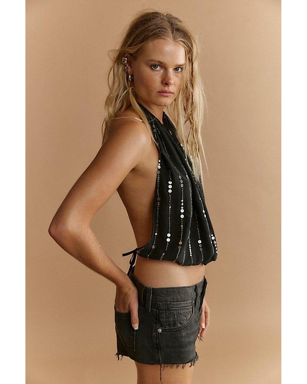 Free People Natural Hit The Road Micro Shorts