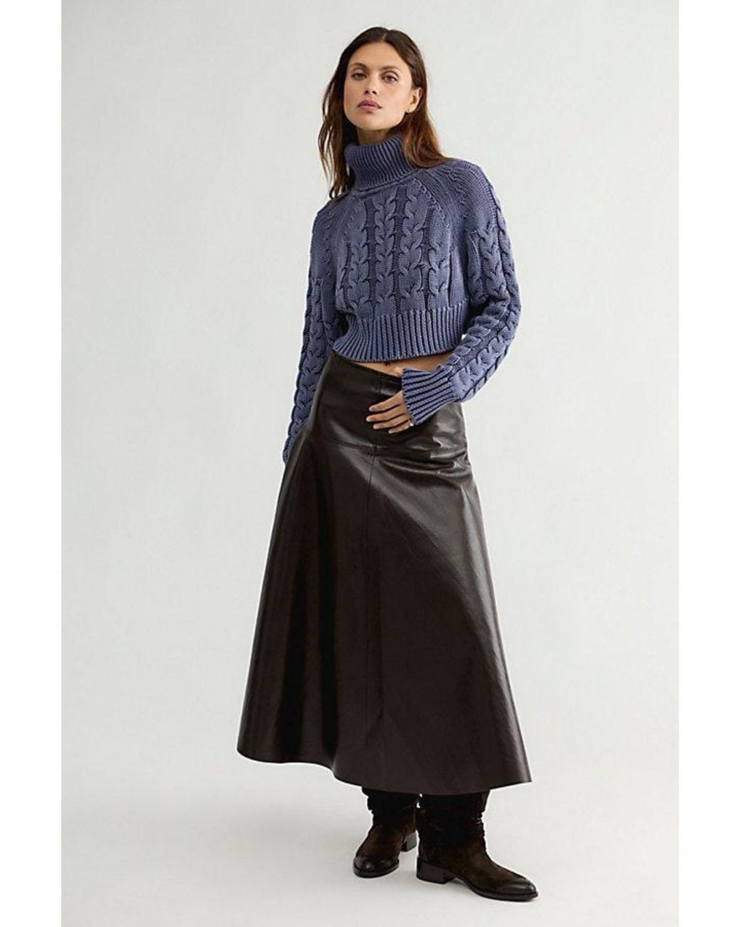 Free People Blue Colbie Cable Knit Bolero