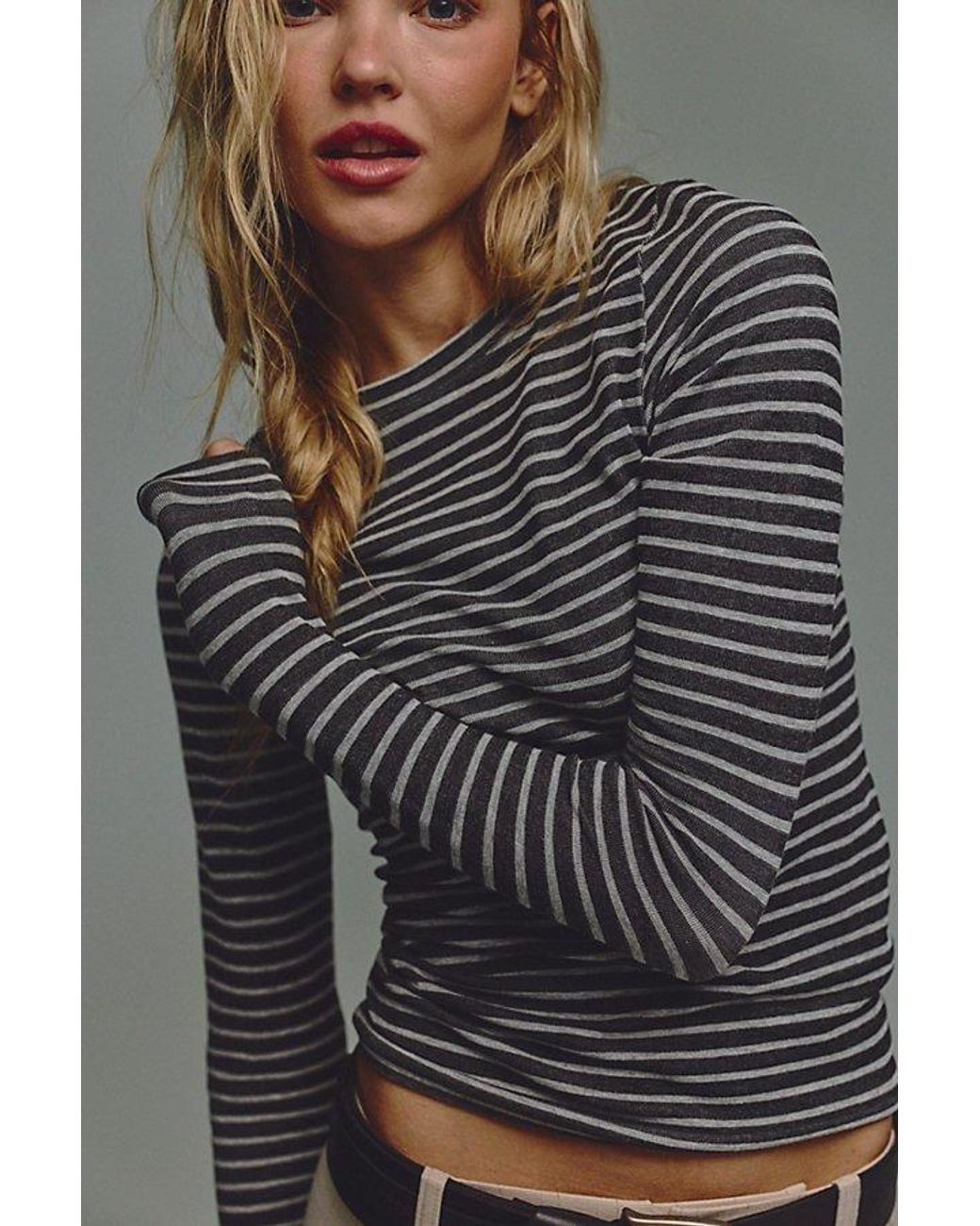 Intimately By Free People Multicolor Just Enough Stripe Crew Neck Long Sleeve By