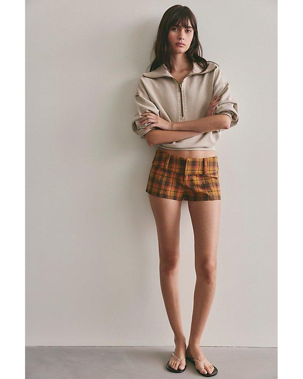 Free People Multicolor Ana Plaid Micro Shorts