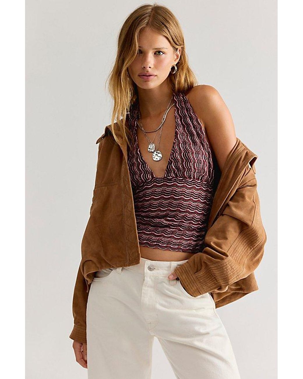 Free People Purple Ashton Halter Tank Top