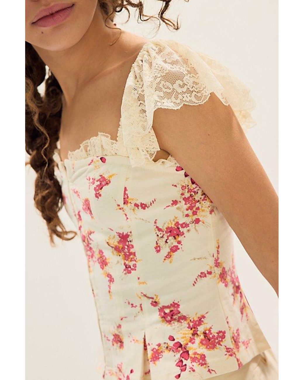 Free People Natural Bonnie Lace Top
