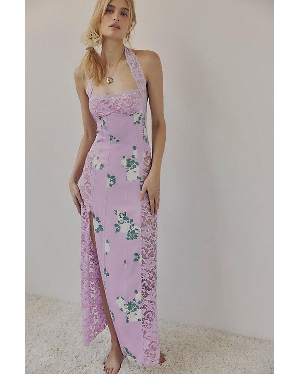 Free People Love You Most Printed Maxi Slip in Purple | Lyst