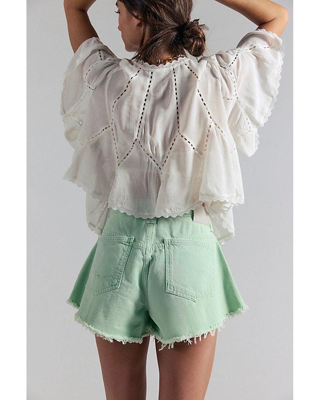 Free People Green Sparks Fly Shorts