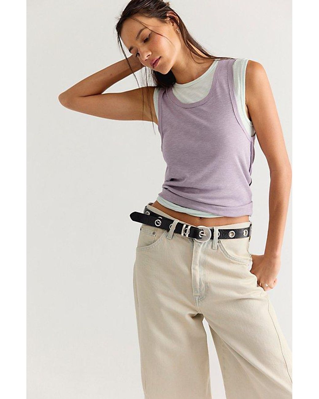 Free People Purple Tinsley Twofer Short-Sleeve Top