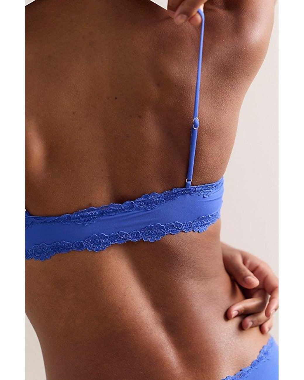 Intimately By Free People Blue Charlie Lace Microfiber V-Neck Bralette By
