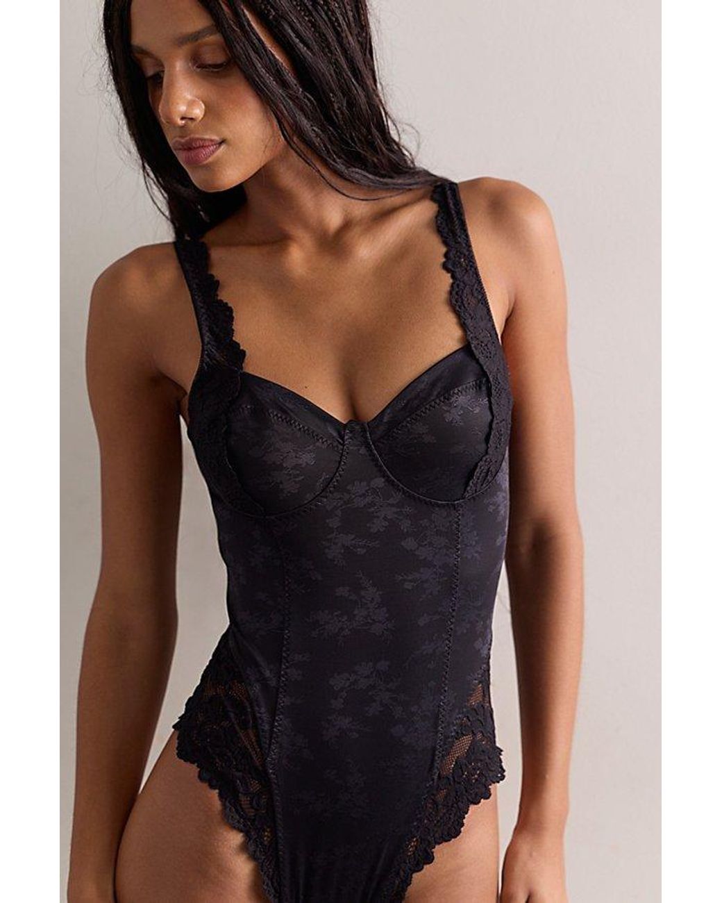 Intimately By Free People Black Slinky Situation Bodysuit By