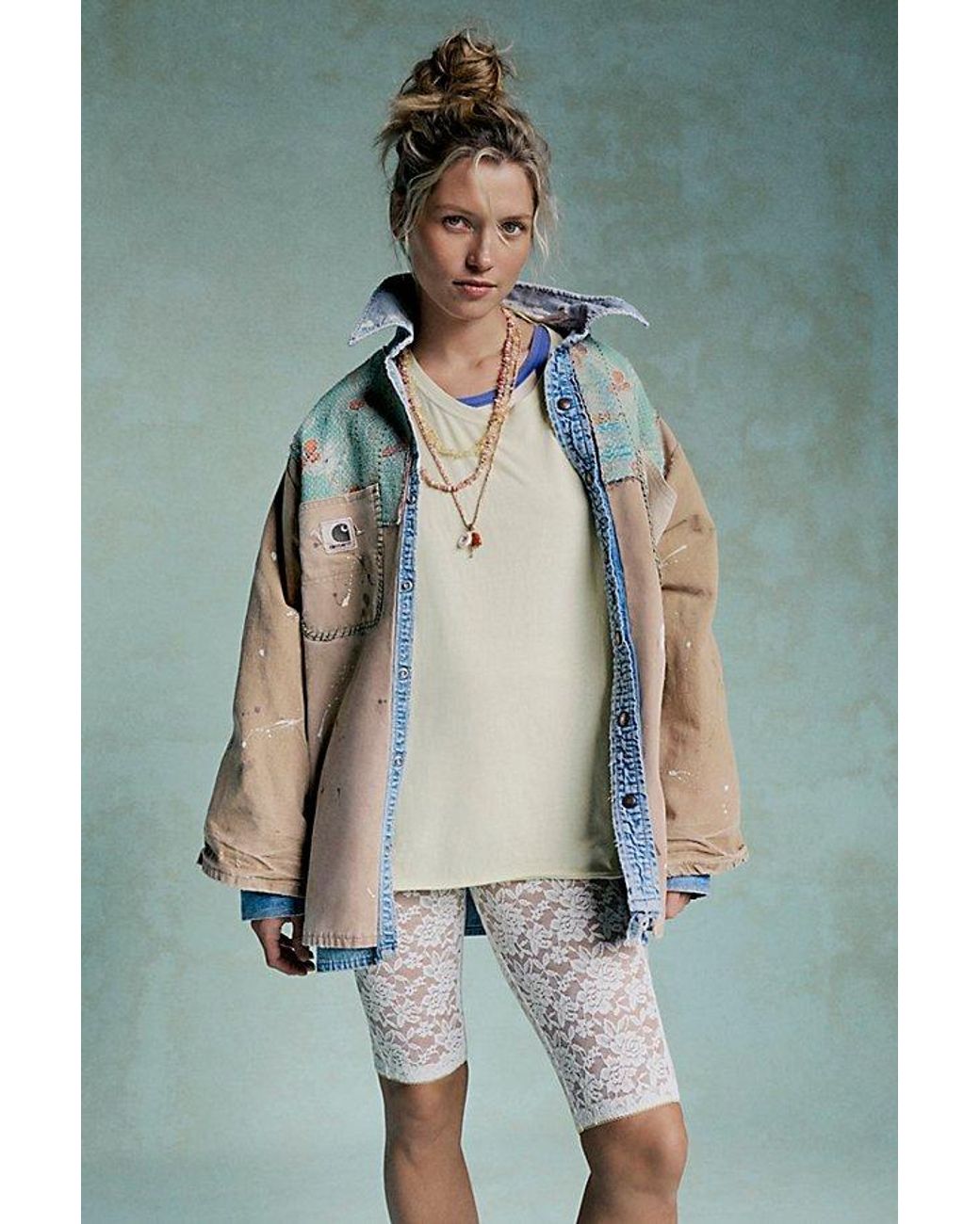 Free people Tricia Fix Carhartt Mixed Jacketレアハンドメイド Free People Tricia Fix Carhartt Mixed Jacket Size XS/S $498