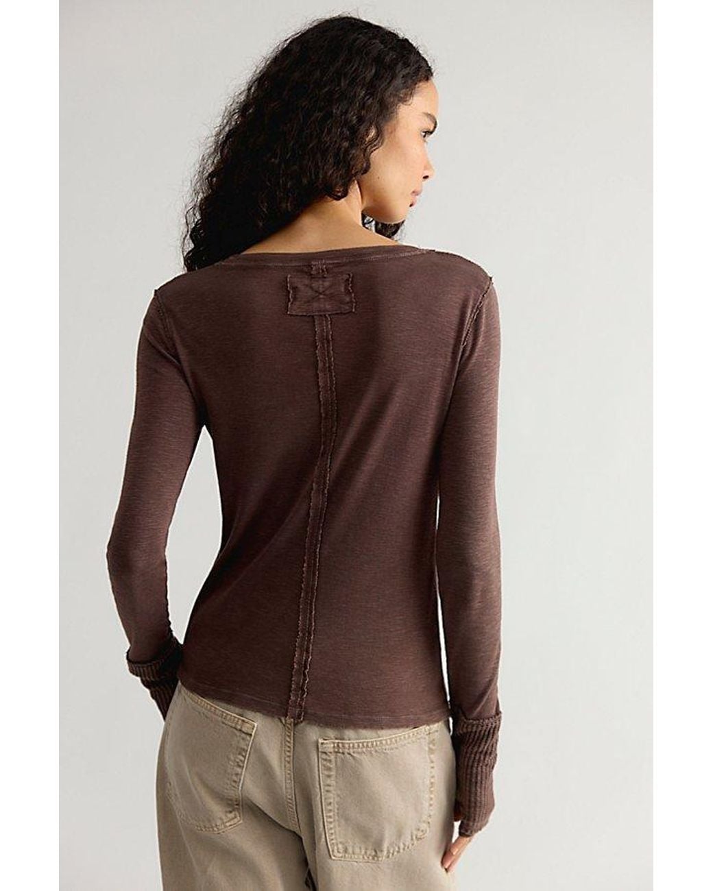 Free People Brown Tinsley Long Sleeve Top