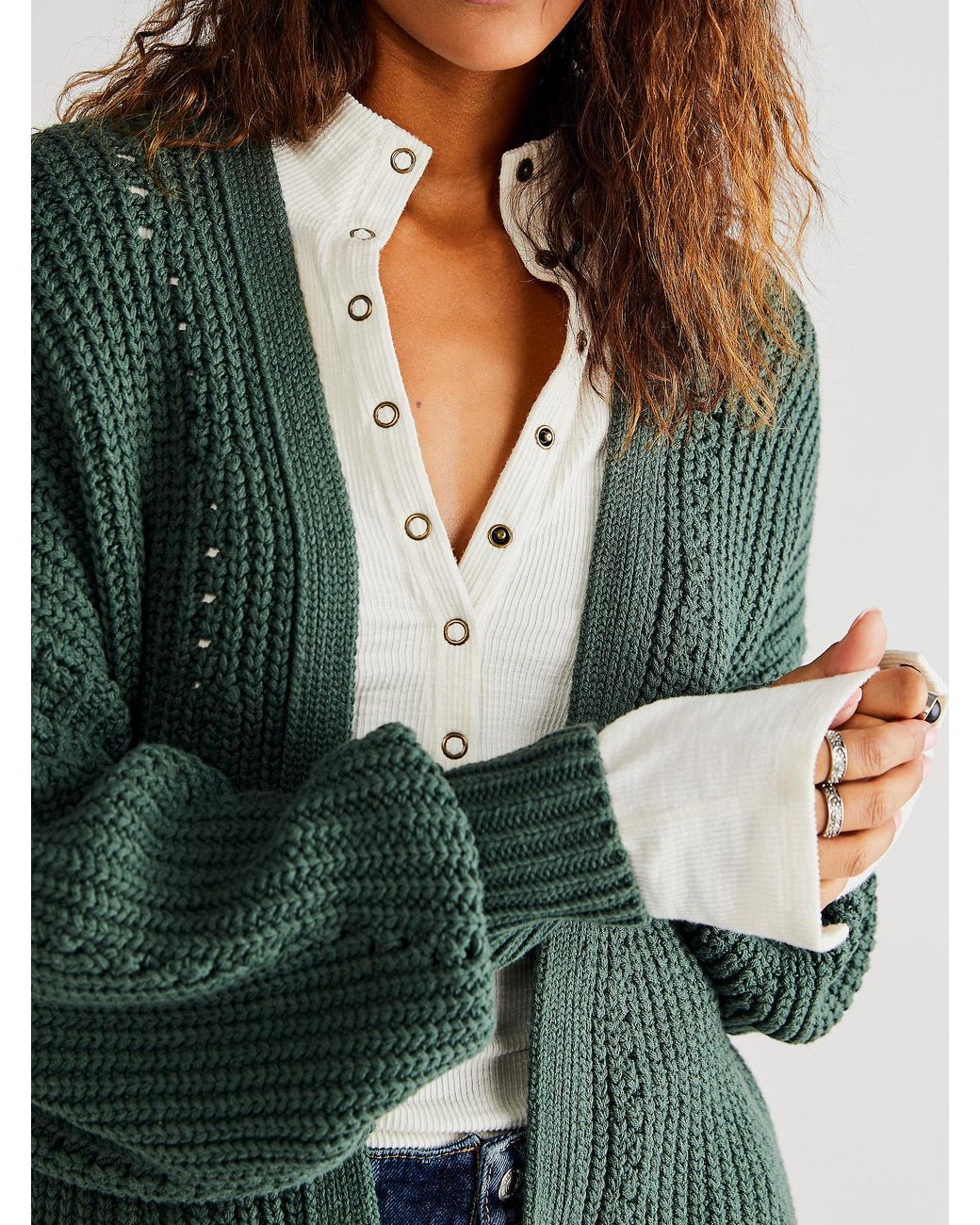 Free people green cardigan sale