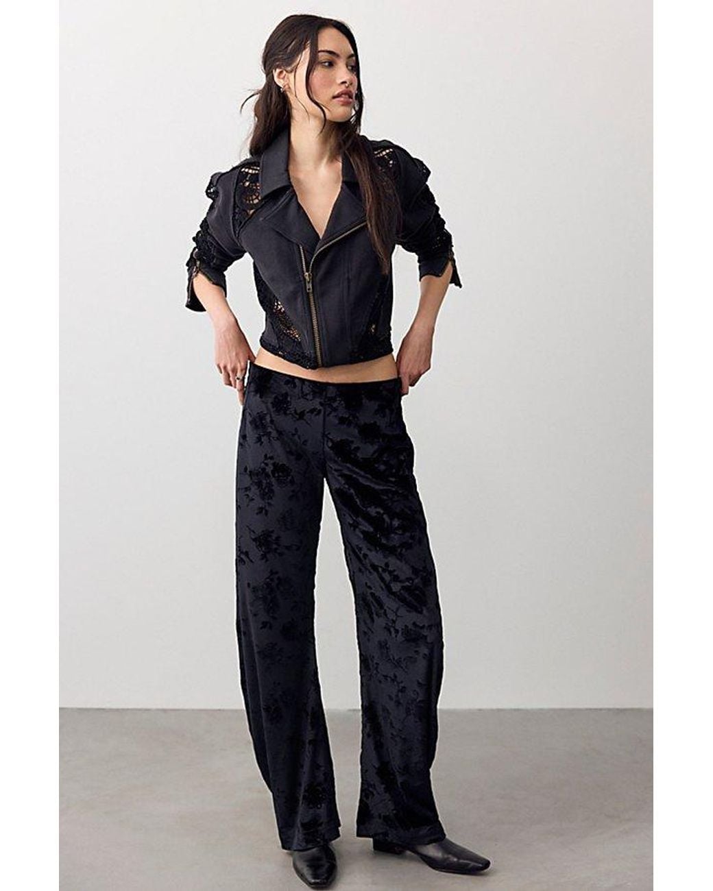 Free People Blue Radiance Velvet Pull-On Pants